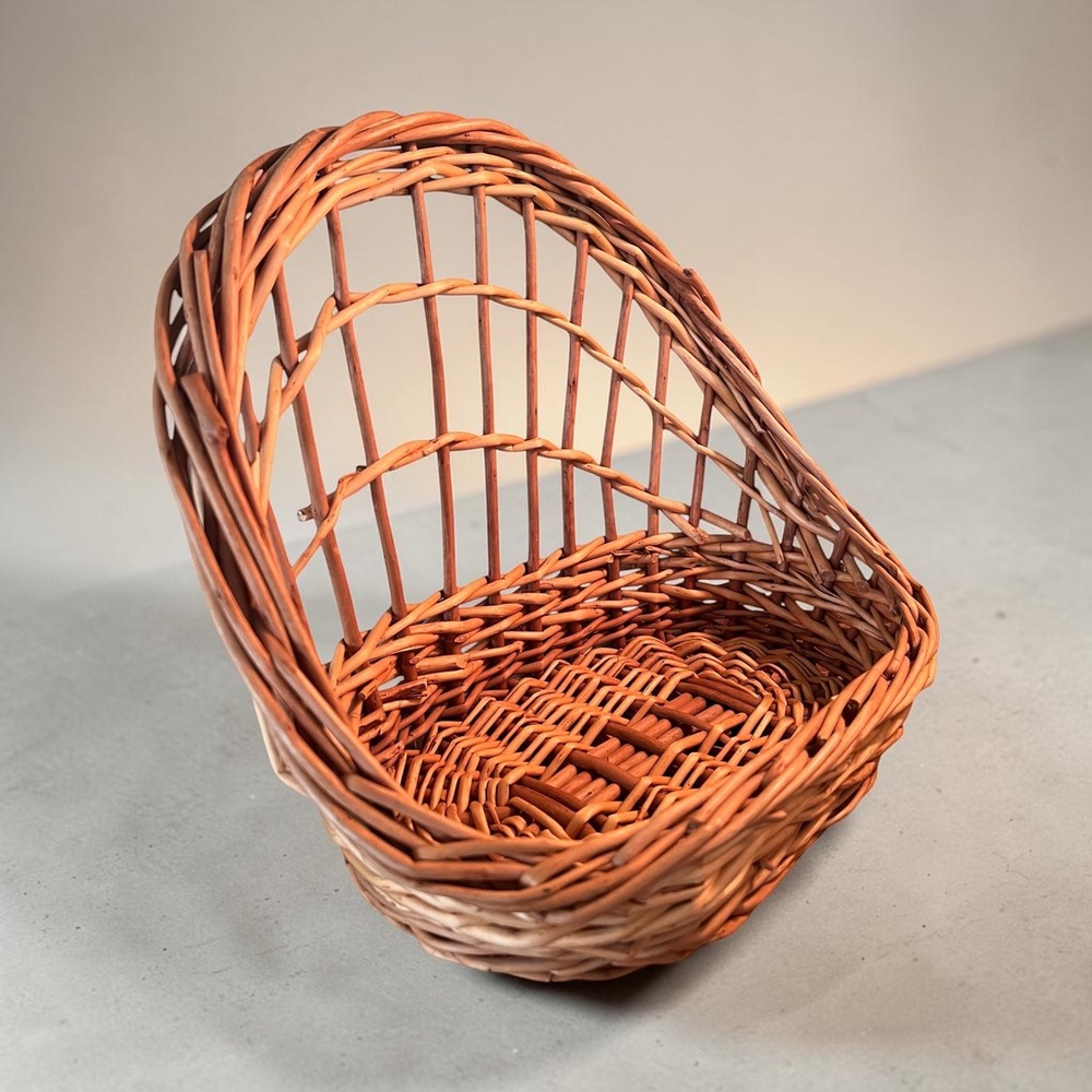 Vintage Handwoven Willow Wicker Basket French Country Cottagecore Flower Decor